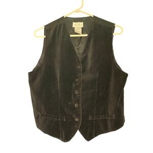 Vintage Cricket Lane Black Womens Velvet Waistcoat Vest Size 12 Classic Y2K